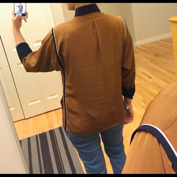 Ginger color-navy blue Silk shirt - Picture 3 of 5